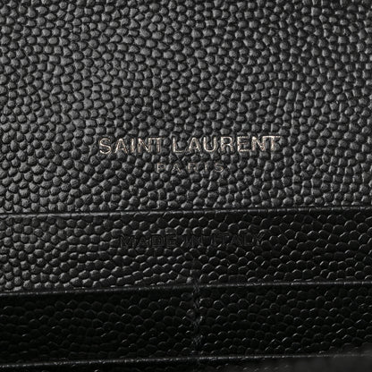 Saint Laurent Grain De Poudre Matelasse Chevron Monogram Monochrome Chain Wallet Black 6 of 11