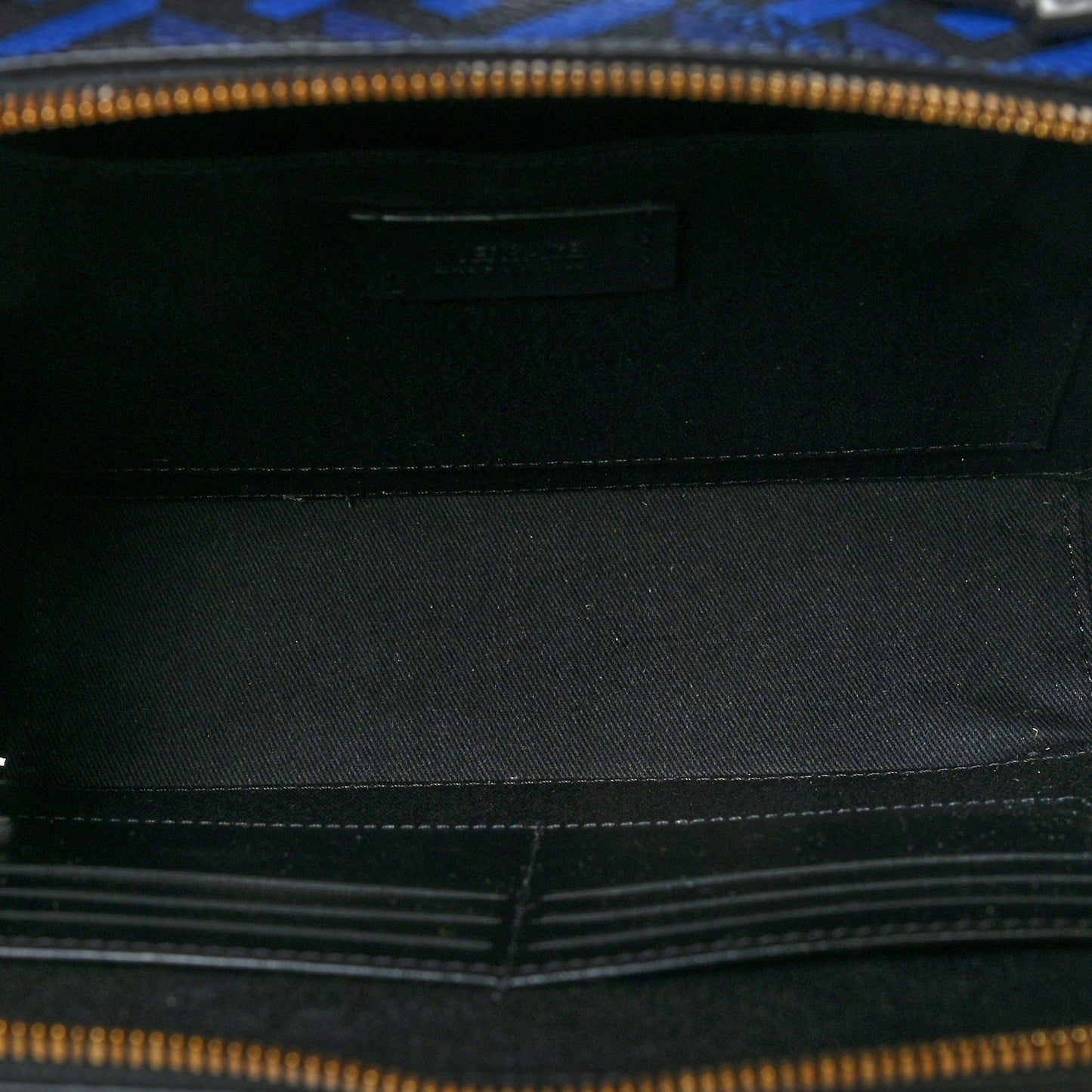 Coated Canvas La Greca Signature Messenger Bag Black Blue