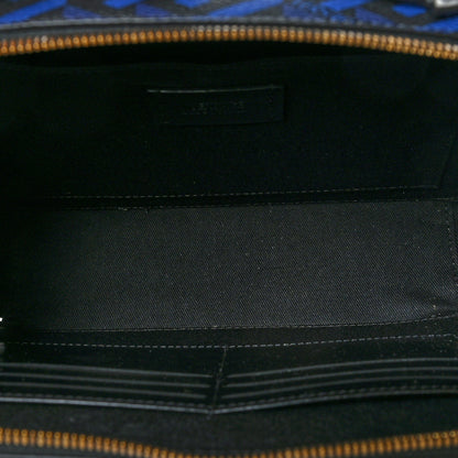 Versace Coated Canvas La Greca Signature Messenger Bag Black Blue 5 of 10