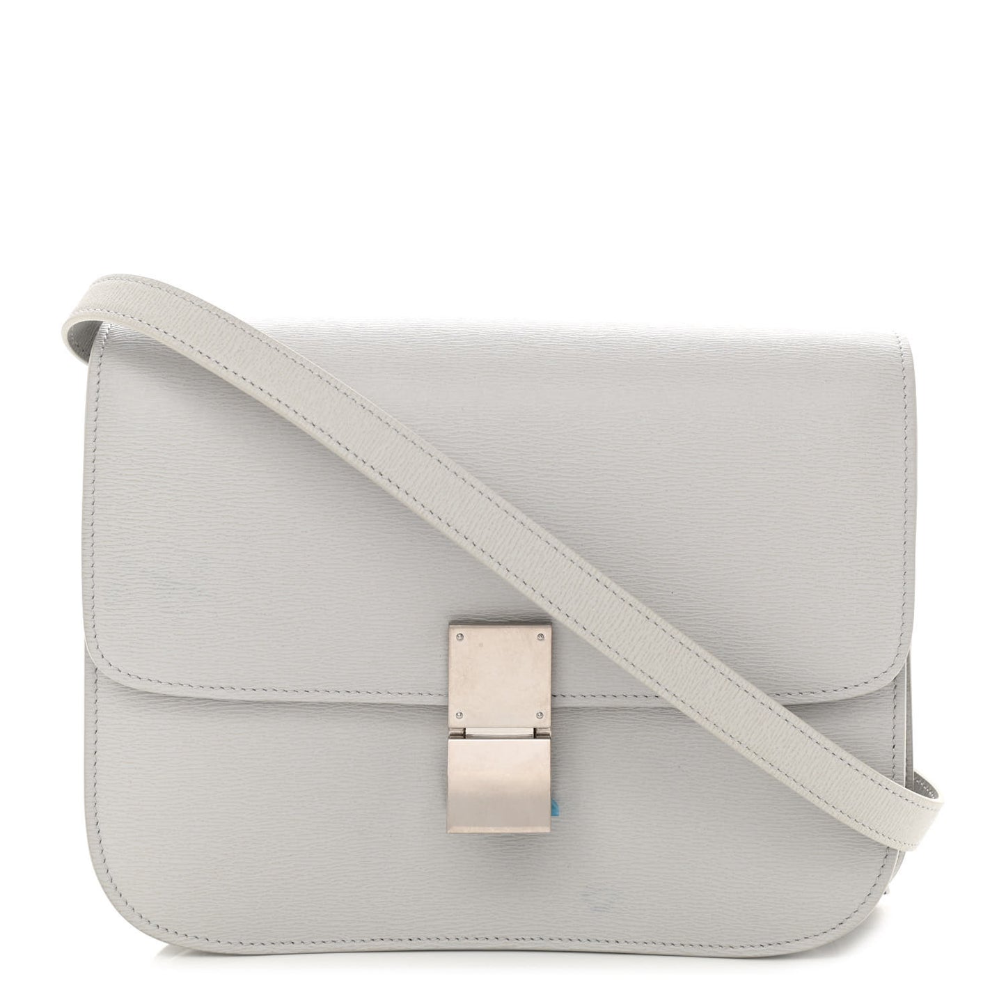 Liege Calfskin Medium Classic Box Flap Bag Pale Grey