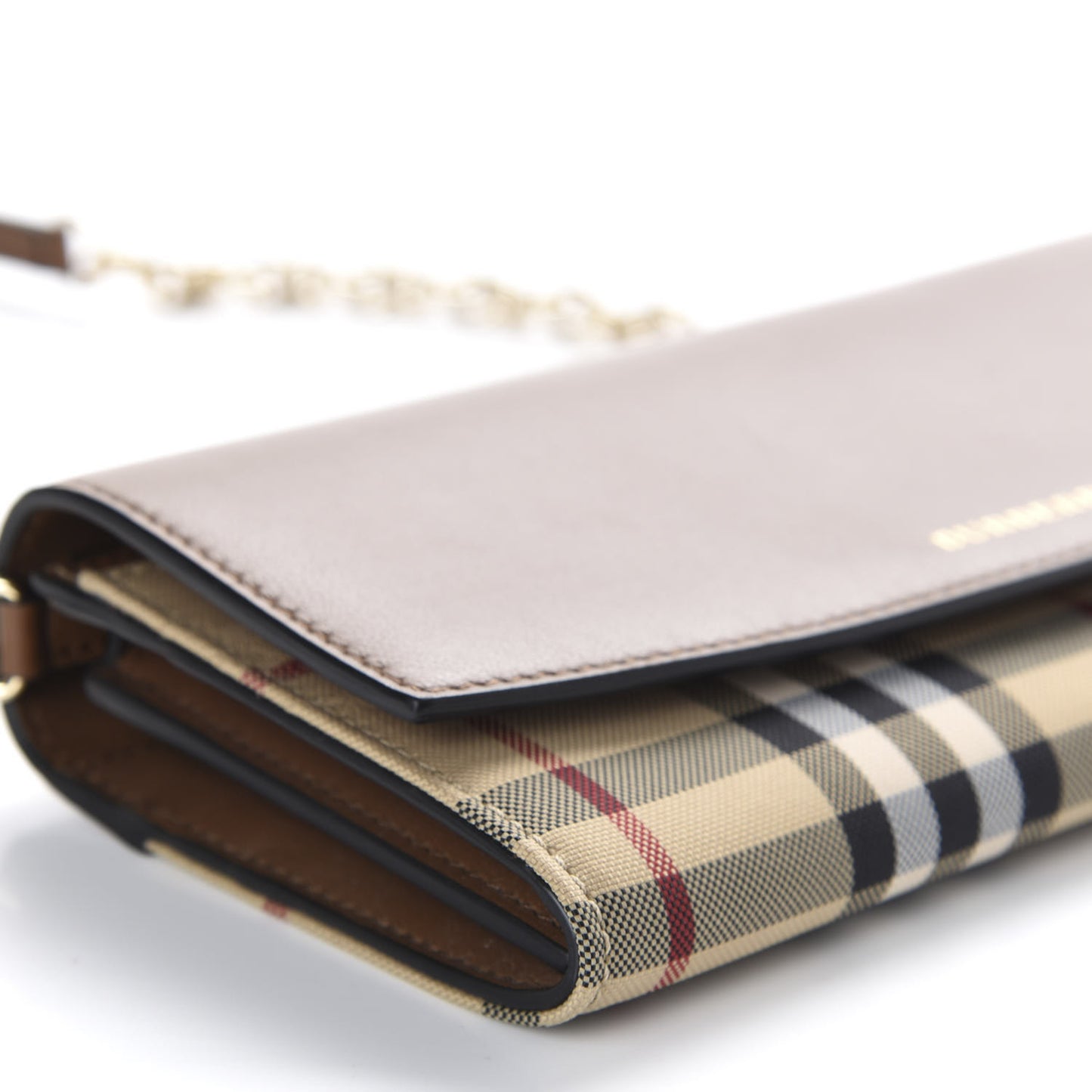 Calfskin Horseferry Check Henley Wallet On Chain Tan