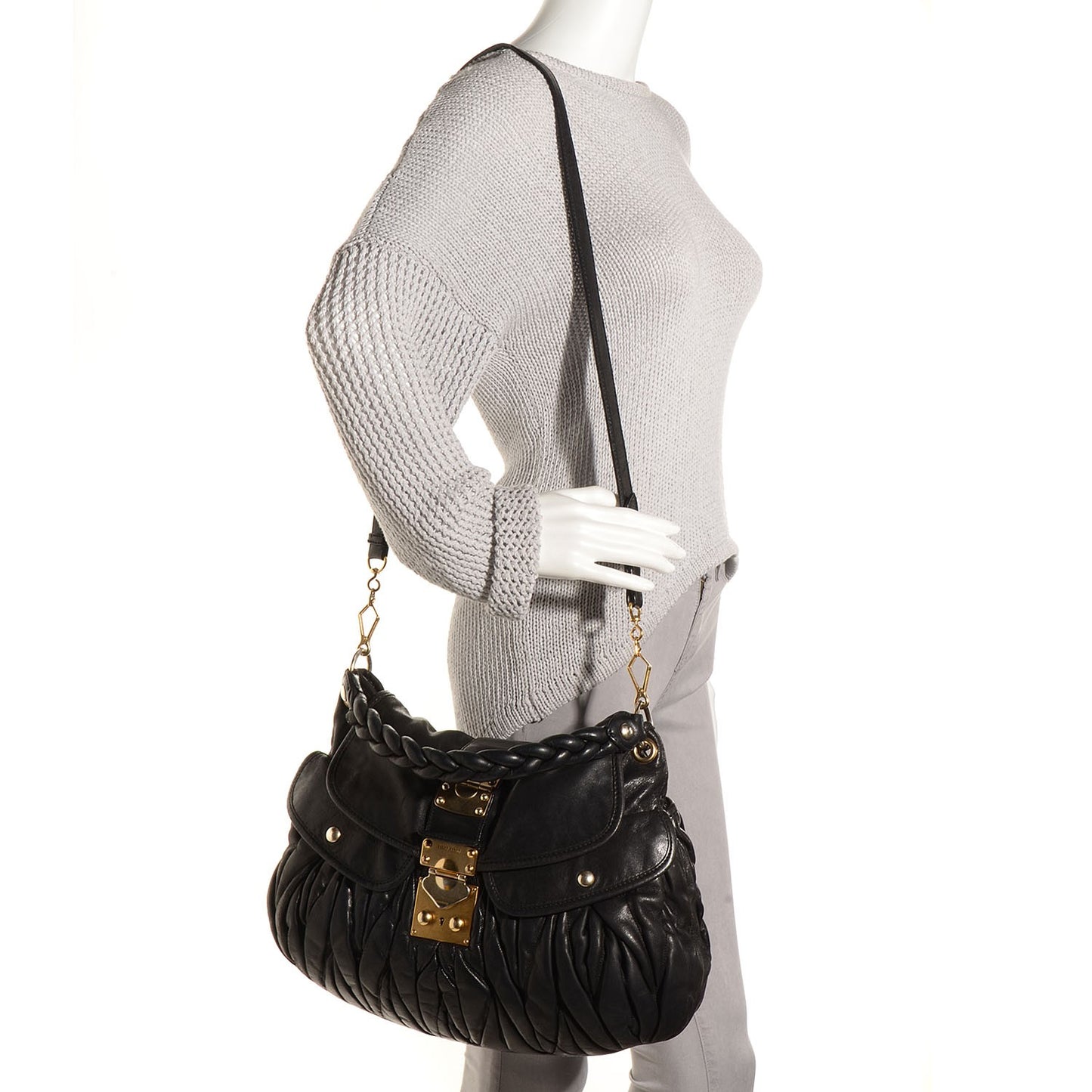 Nappa Matelasse Coffer Hobo Black