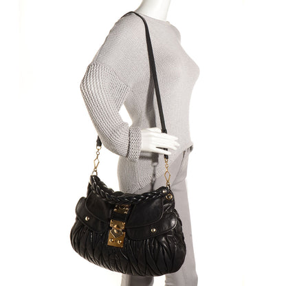 Miu Miu Nappa Matelasse Coffer Hobo Black 2 of 8