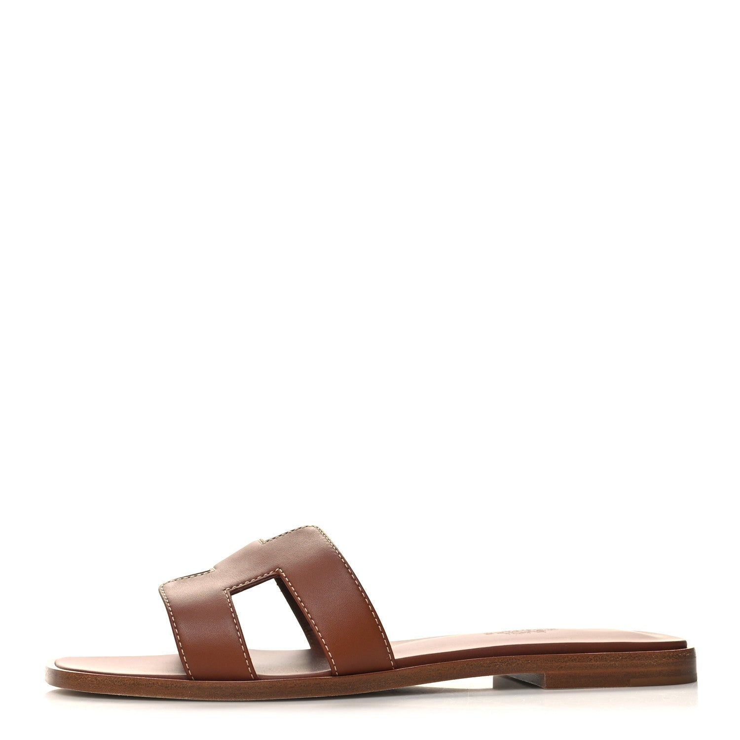 Hermes Box Calfskin Oran Sandals 37.5 Gold 1 of 8