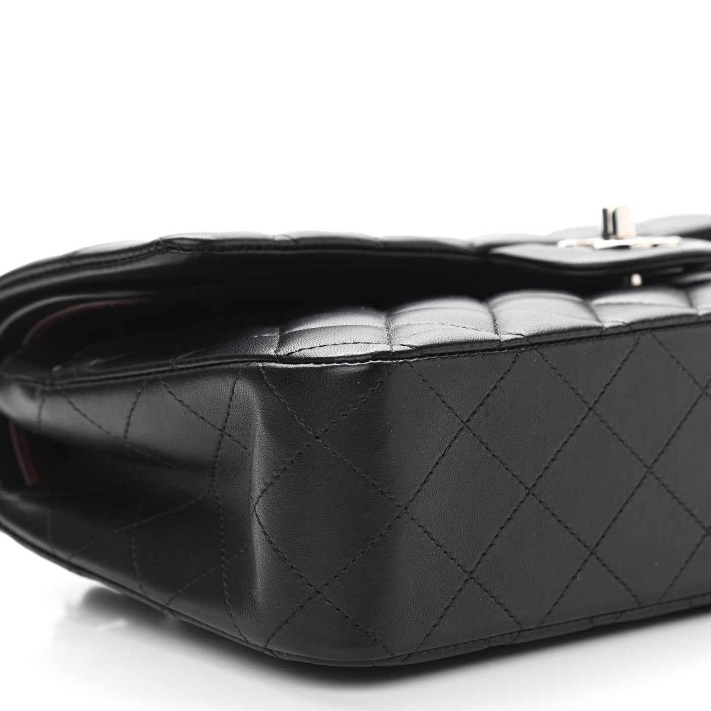 Lambskin Quilted Medium Double Flap Black