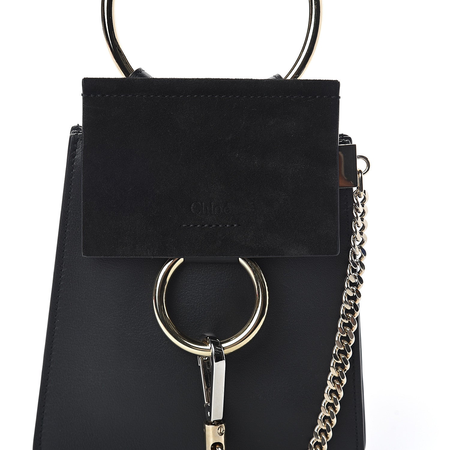Chloe Suede Calfskin Mini Faye Bracelet Bag Black 5 of 7
