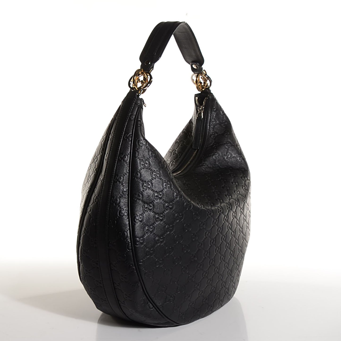 Guccissima Large GG Twins Hobo Black