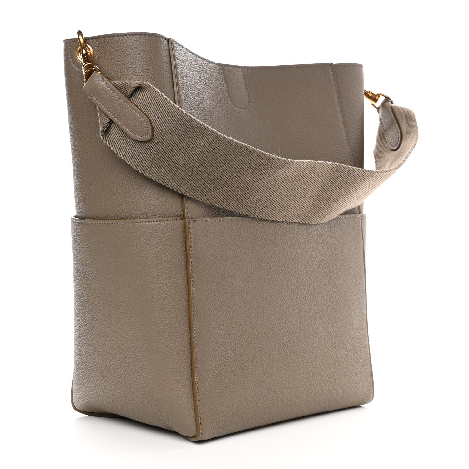 Celine Soft Grained Calfskin Sangle Bucket Bag Taupe 3 of 8