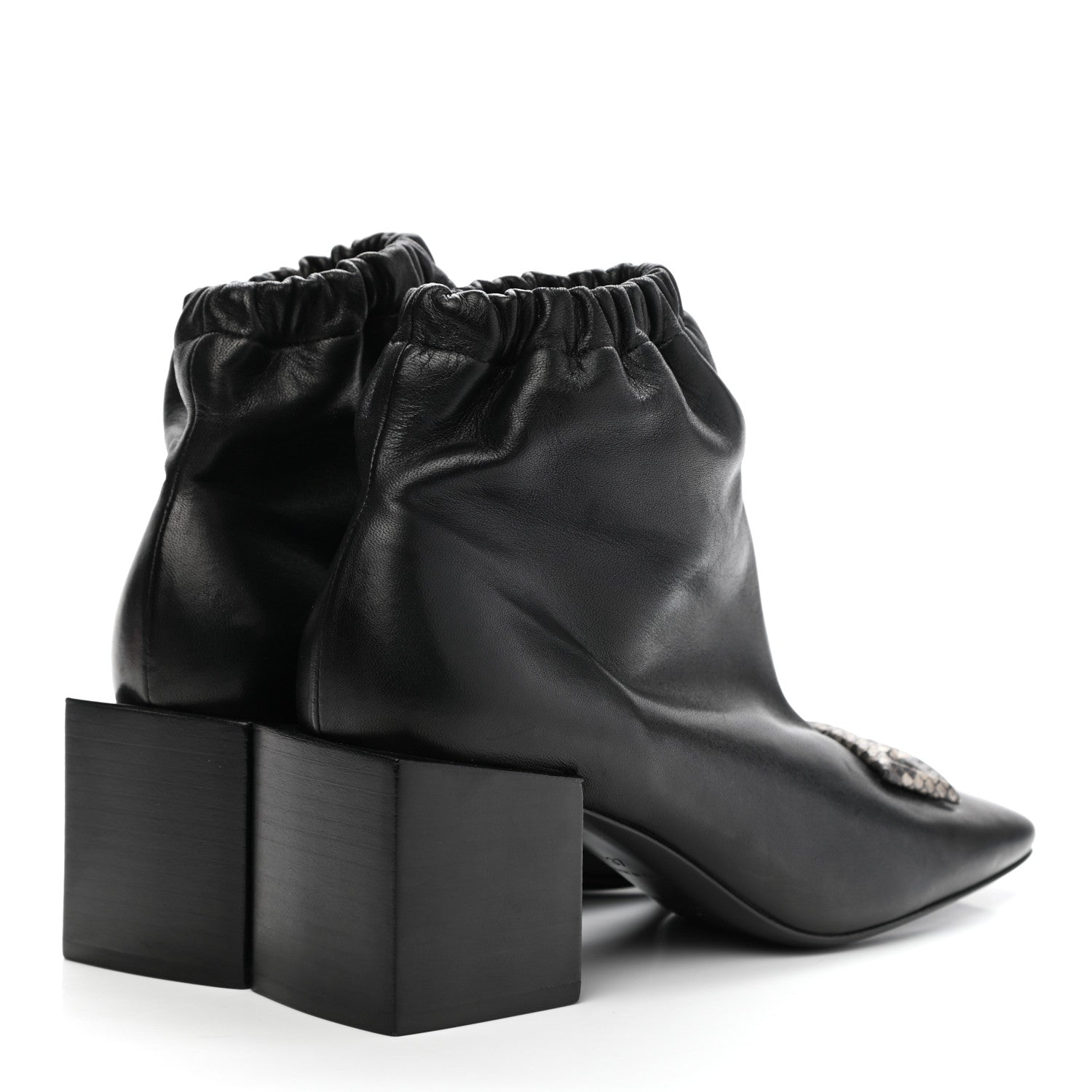Givenchy Calfskin Snakeskin Embossed ID Scrunch Bootie 37 Black 4 of 9