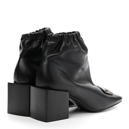 Givenchy Calfskin Snakeskin Embossed ID Scrunch Bootie 37 Black 4 of 9