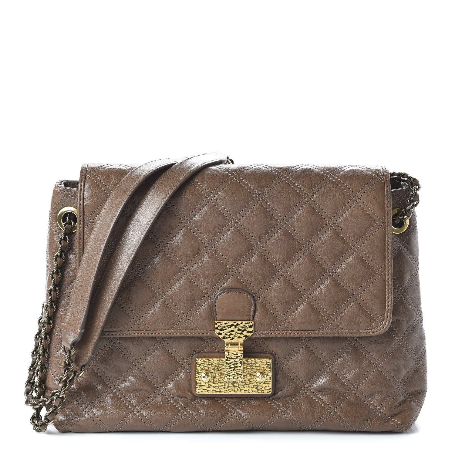 Marc Jacobs Lacquered Lambskin Baroque The XL Single Flap Truffle 1 of 9