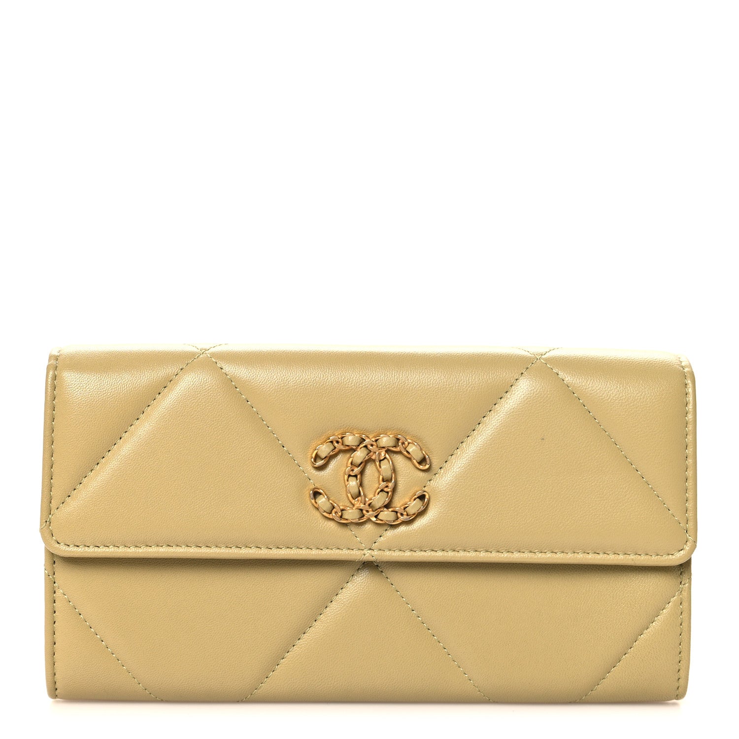 Chanel Lambskin Quilted Chanel 19 Flap Wallet Light Green 1 of 8