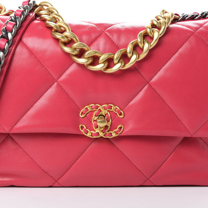 Chanel Lambskin Quilted Large 19 Flap Dark Pink 8 of 11