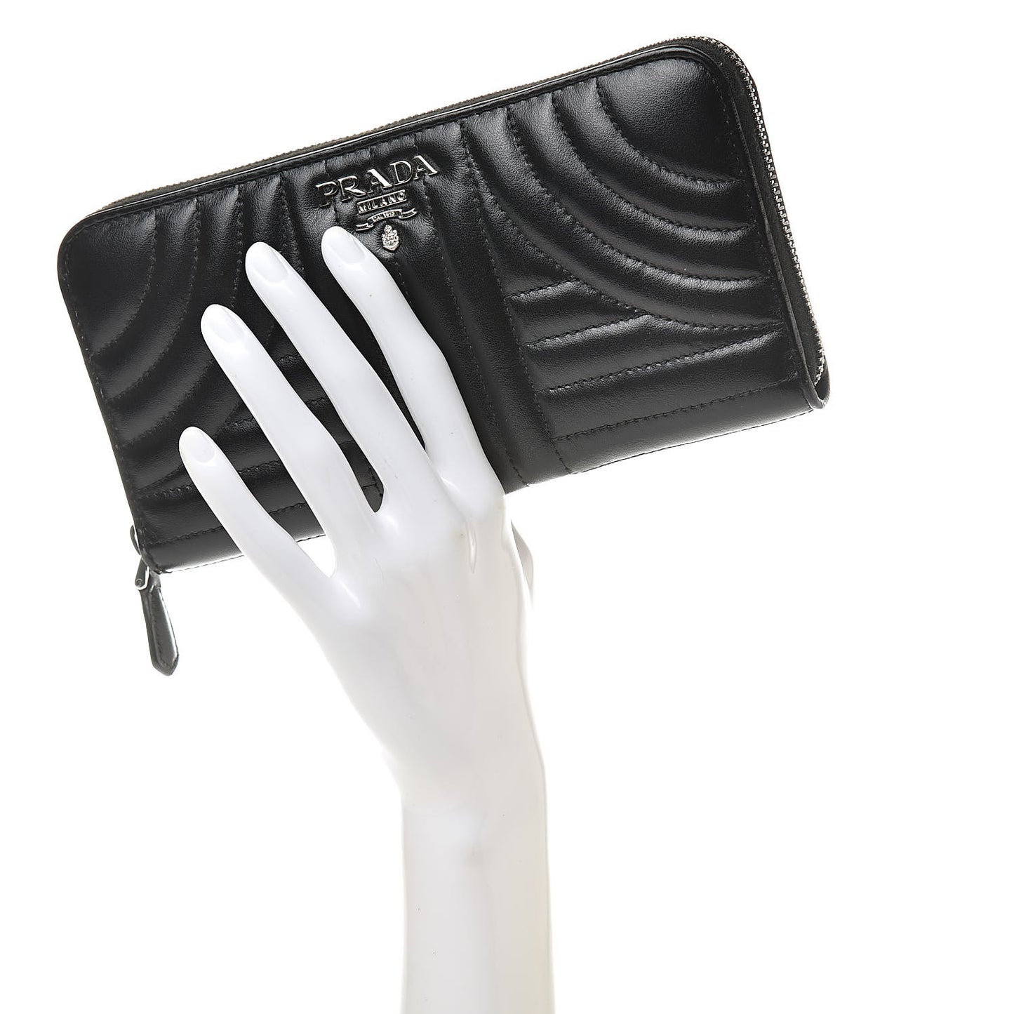 Soft Calfskin Diagramme Zip Around Wallet Black