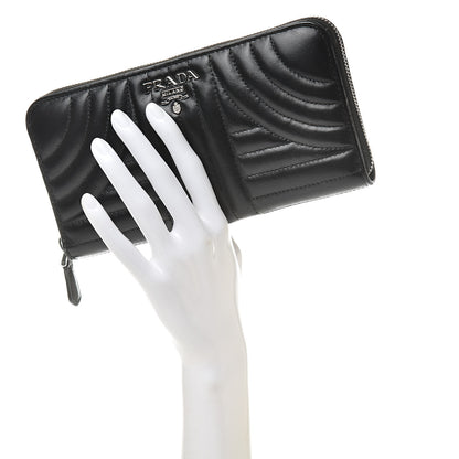 Prada Soft Calfskin Diagramme Zip Around Wallet Black 2 of 11