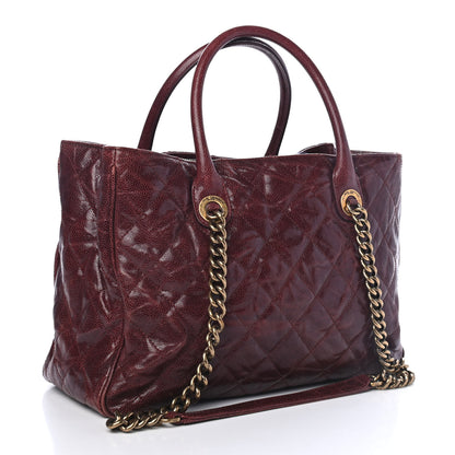 Chanel Glazed Caviar Quilted Small Shiva Tote Burgundy 2 of 5
