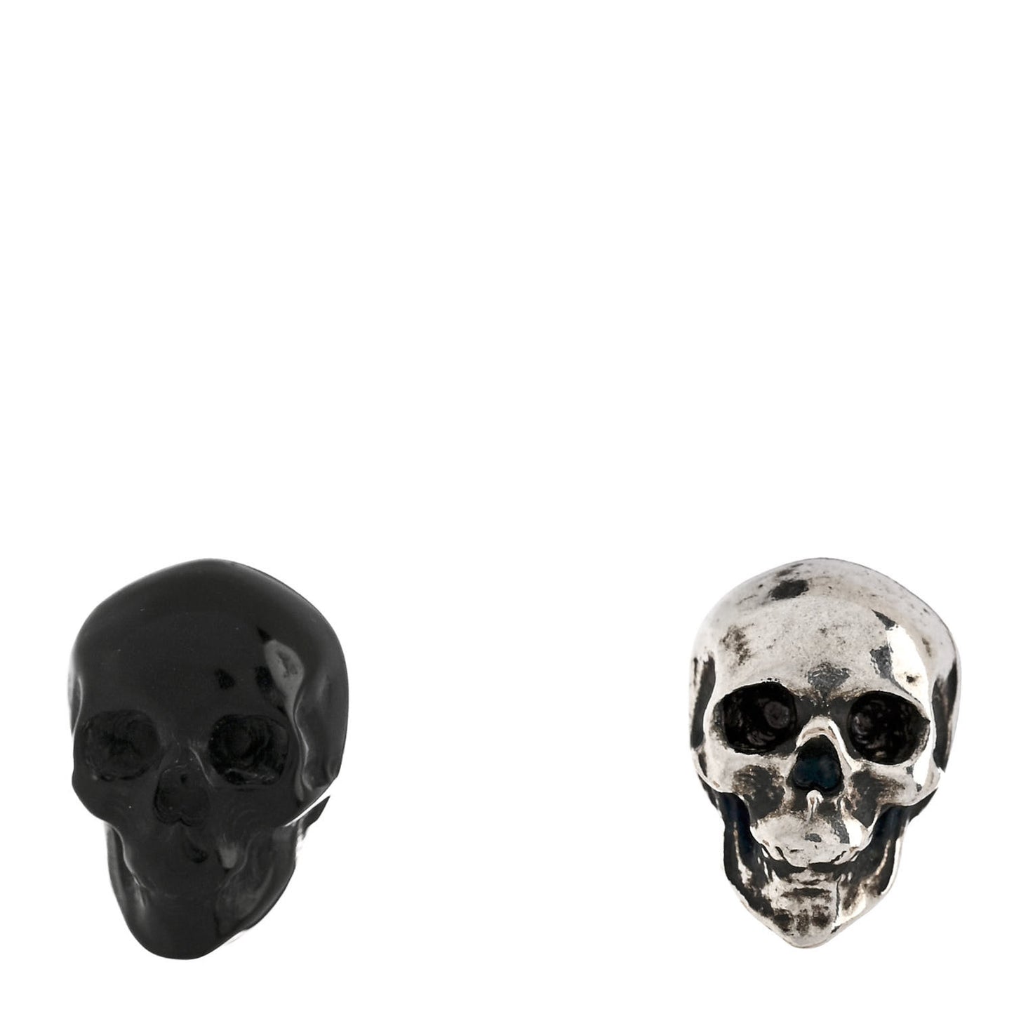 Metal Glass Skull Clip On Earrings Silver Black