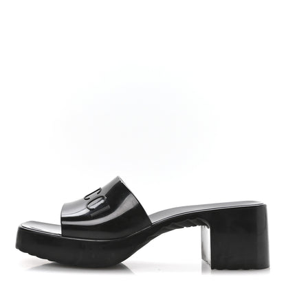 Gucci Rubber Gucci Logo Womens Platform 20/60mm Slide Sandals 37 Black 1 of 9