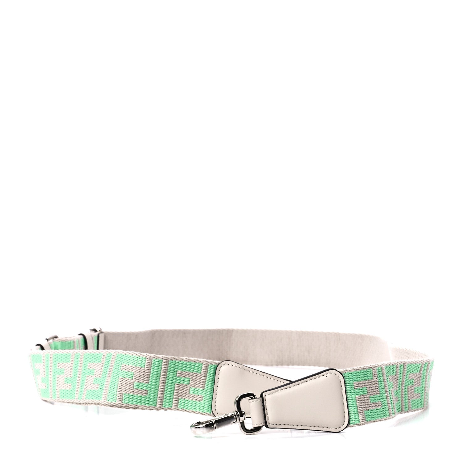 Fendi Jacquard Ribbon Vitello King FF Bi-Color Intreccio Adjustable Strap You Nuvola Edamame 1 of 6