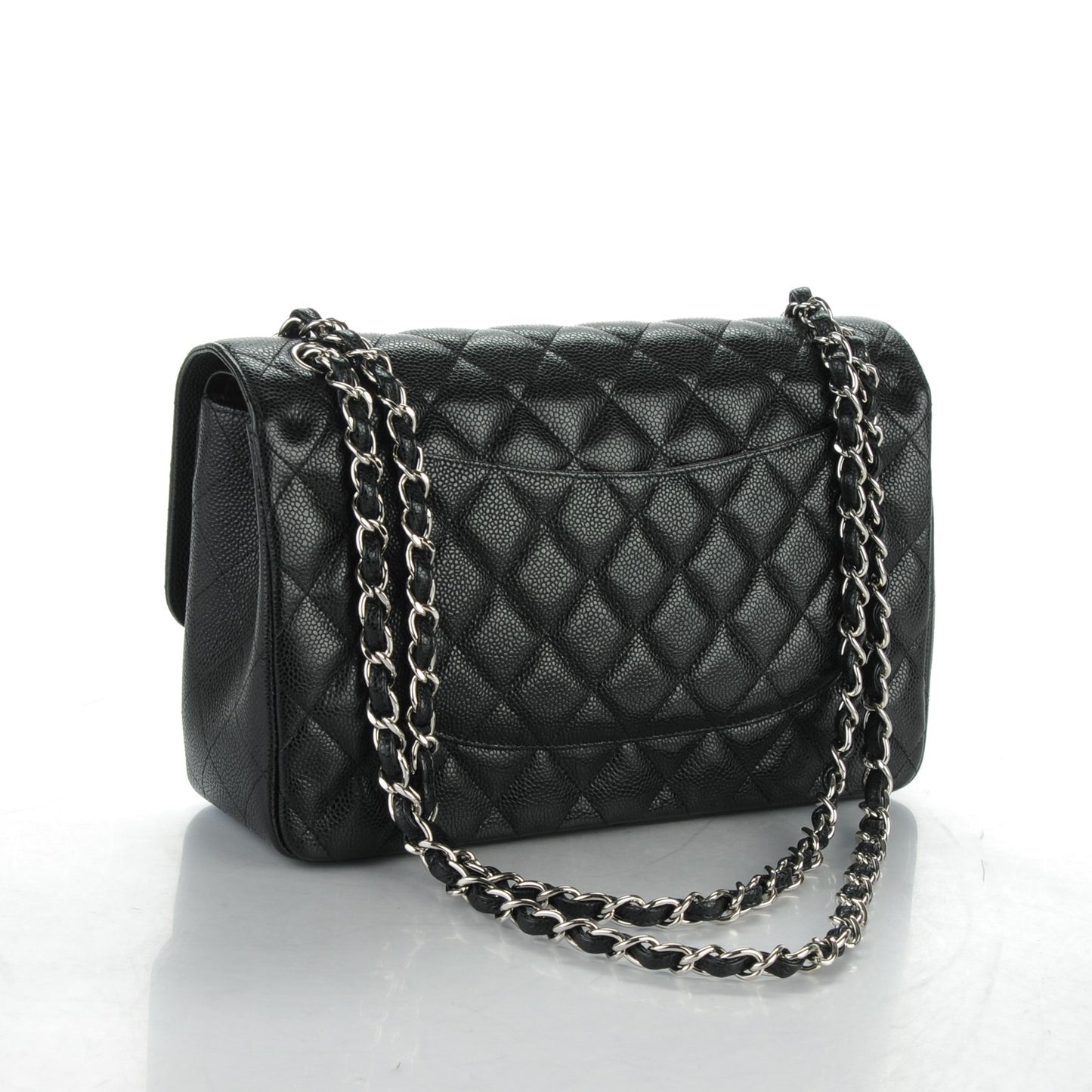 Caviar Quilted Jumbo Double Flap Black