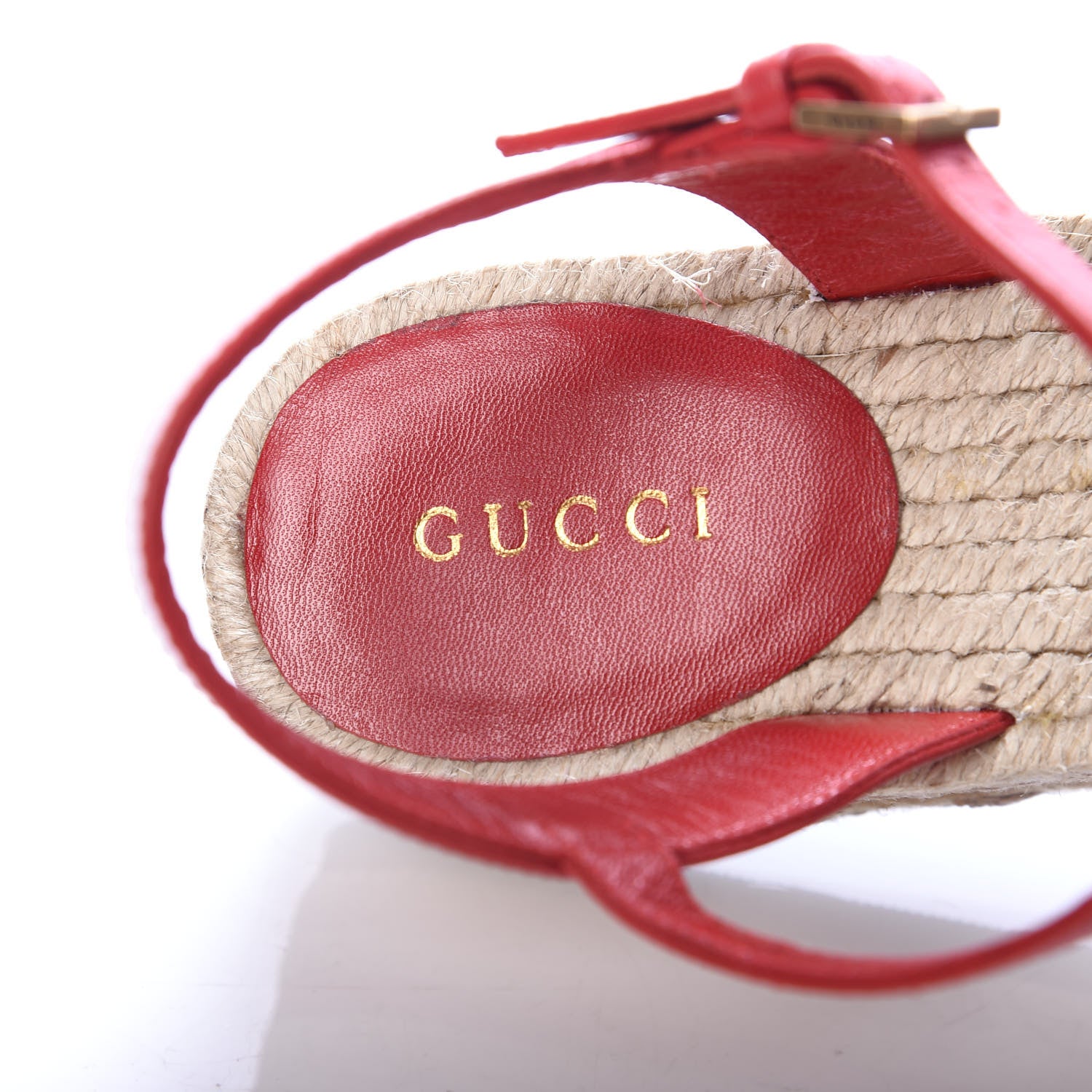 Gucci Cotton Malaga Kid Crochet Pearly GG Lilibeth Espadrille Platform Sandals 36.5 Hibiscus Red 7 of 10