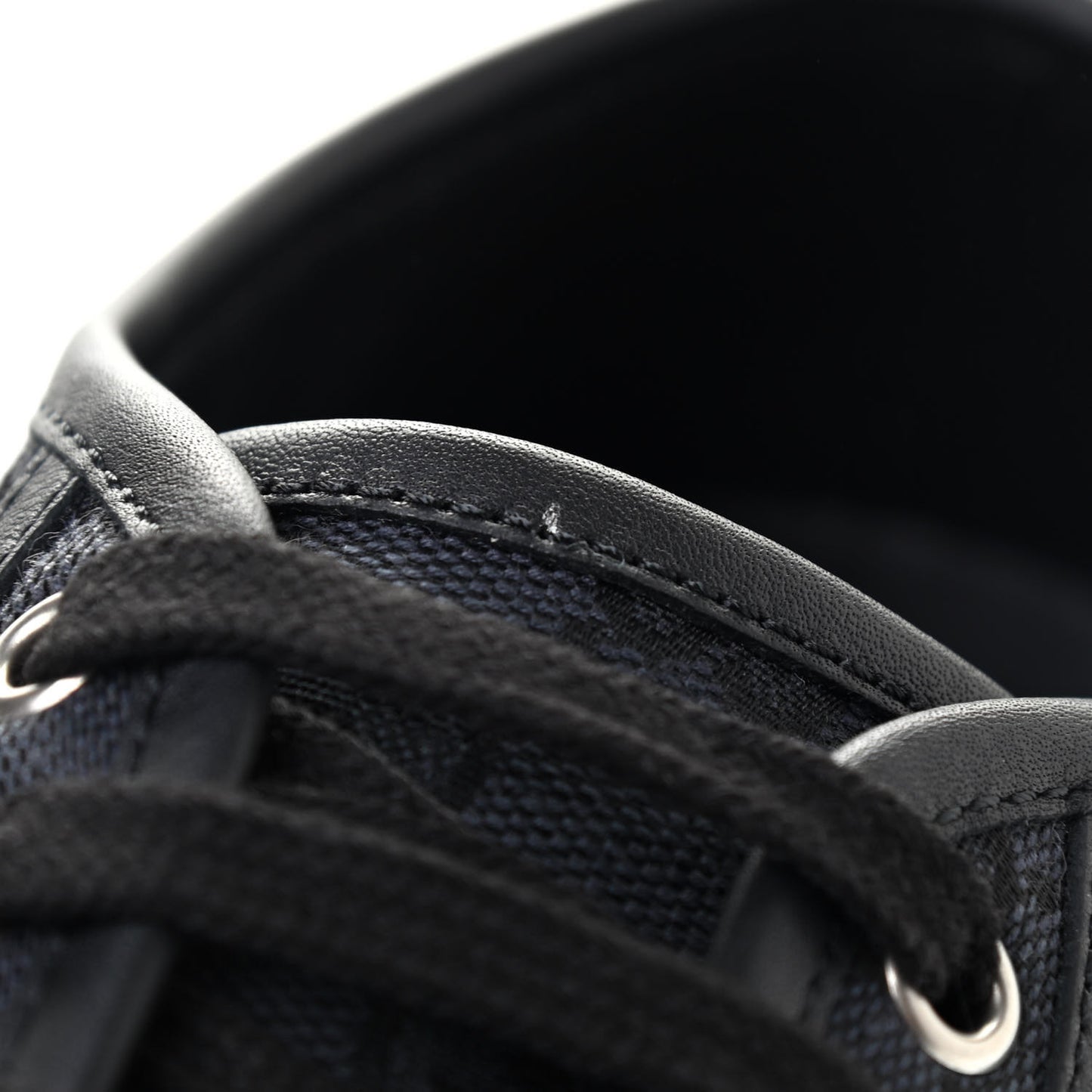GG Monogram Calfskin Womens Low Top Sneakers 36.5 Piombo Black