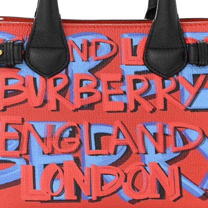 Burberry Grainy Calfskin Graffiti Print Small Banner Tote Black 8 of 16