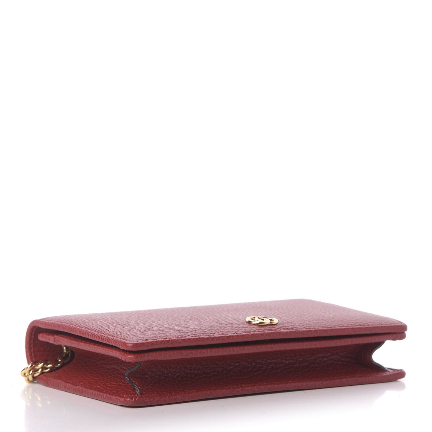 Dollar Calfskin Mini GG Marmont Chain Wallet Hibiscus Red