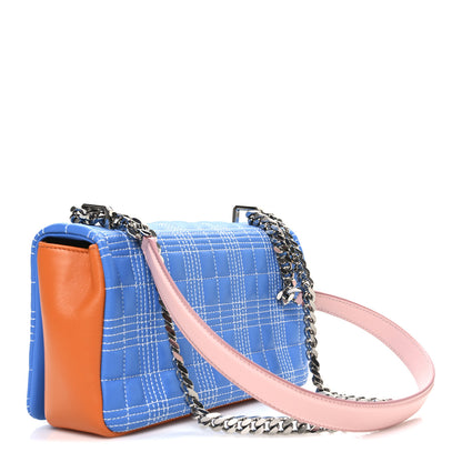 Burberry Lambskin Quilted Small Lola Bag Cyan Blue Orange Pink 3 of 10