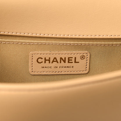 Chanel Calfskin Chevron Quilted Medium Boy Flap Beige 5 of 9