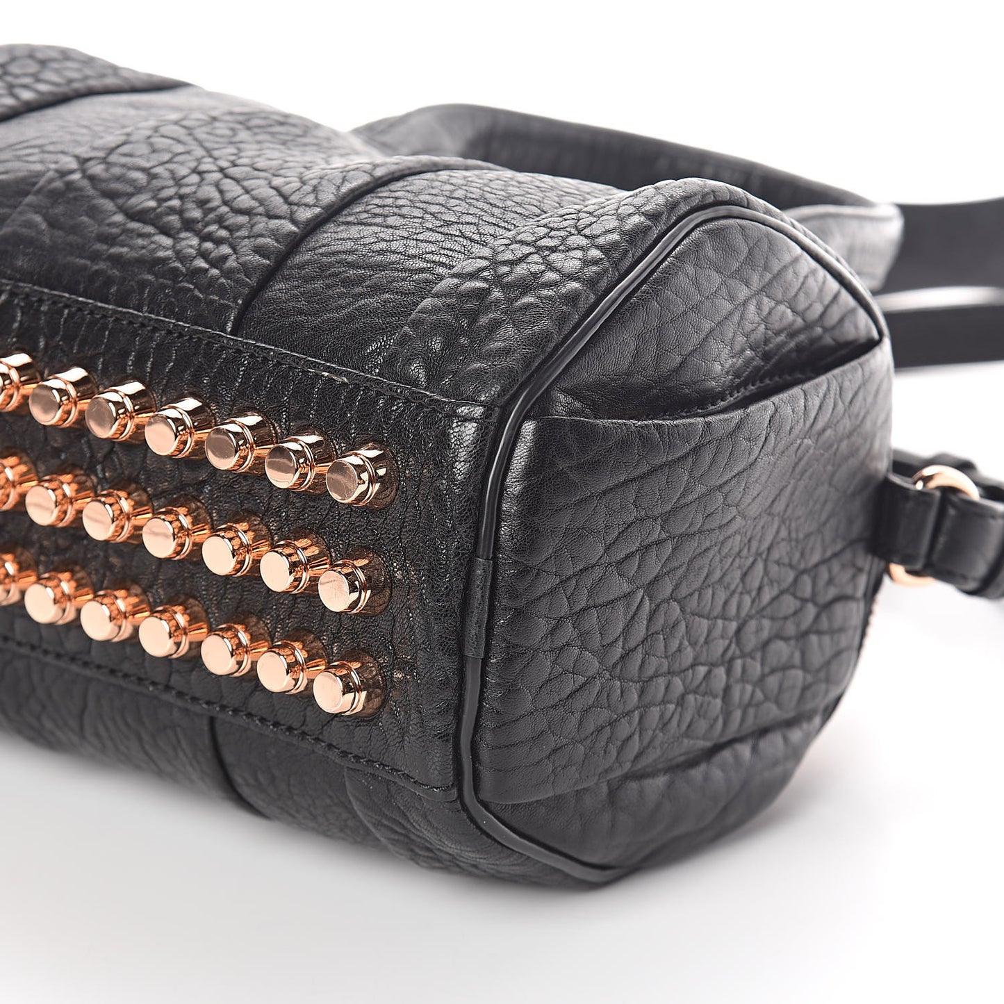 Pebbled Lambskin Mini Rockie Black Rose Gold Hardware