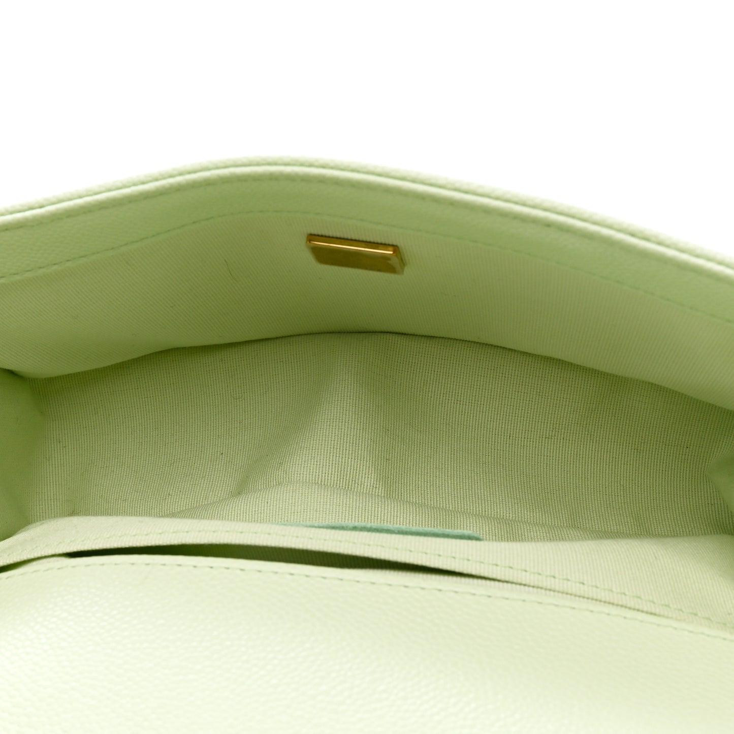 Caviar Chevron Quilted Medium Boy Flap Light Green