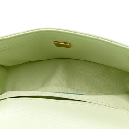 Chanel Caviar Chevron Quilted Medium Boy Flap Light Green 5 of 10