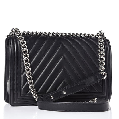 Chanel Calfskin Chevron Quilted New Medium Boy Flap Black 3 of 14