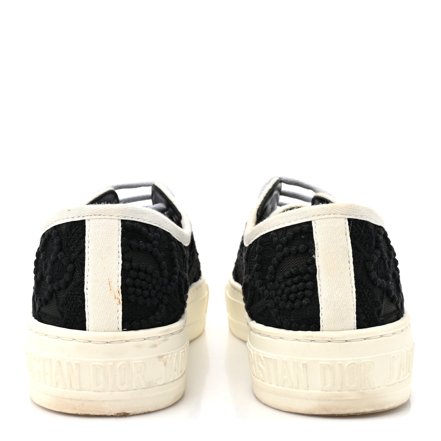 Christian Dior Macramé Embroidered Cotton Womens Walk'N'Dior Low Top Sneakers 36 Black White 5 of 10