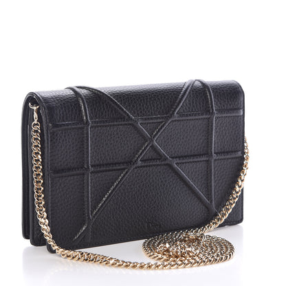 Christian Dior Grained Calfskin Diorama Wallet on Chain Pouch Black 3 of 10