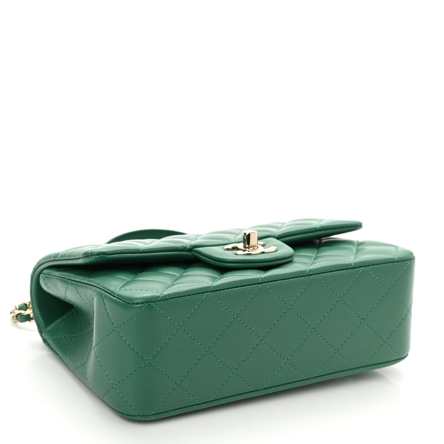 Chanel Lambskin Quilted Mini Top Handle Rectangular Flap Green 4 of 11
