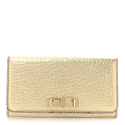 Burberry Metallic Heritage Grain Penrose Bow Continental Wallet Gold 1 of 9