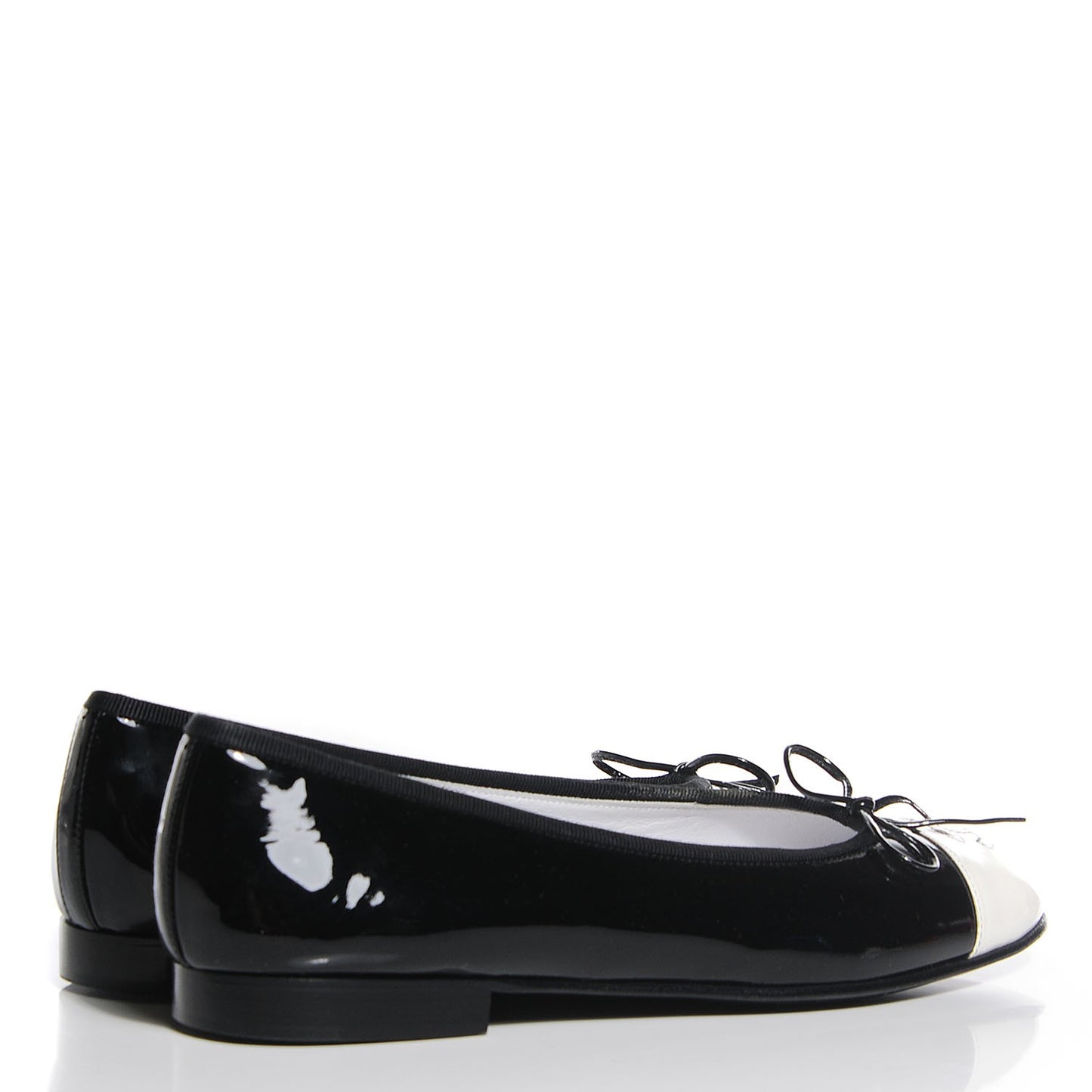 Patent Cap Toe Ballerina Flats 38.5 White Black