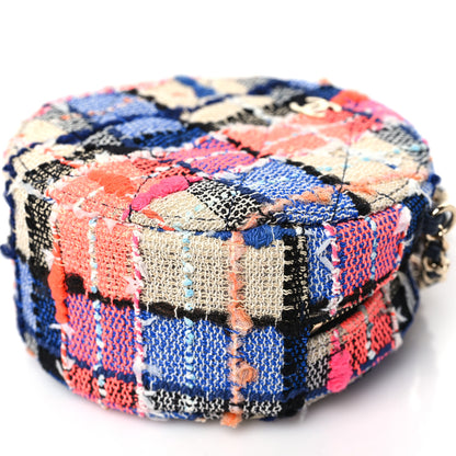 Chanel Tweed Quilted Round Clutch With Chain Blue Orange Multicolor 10 of 10