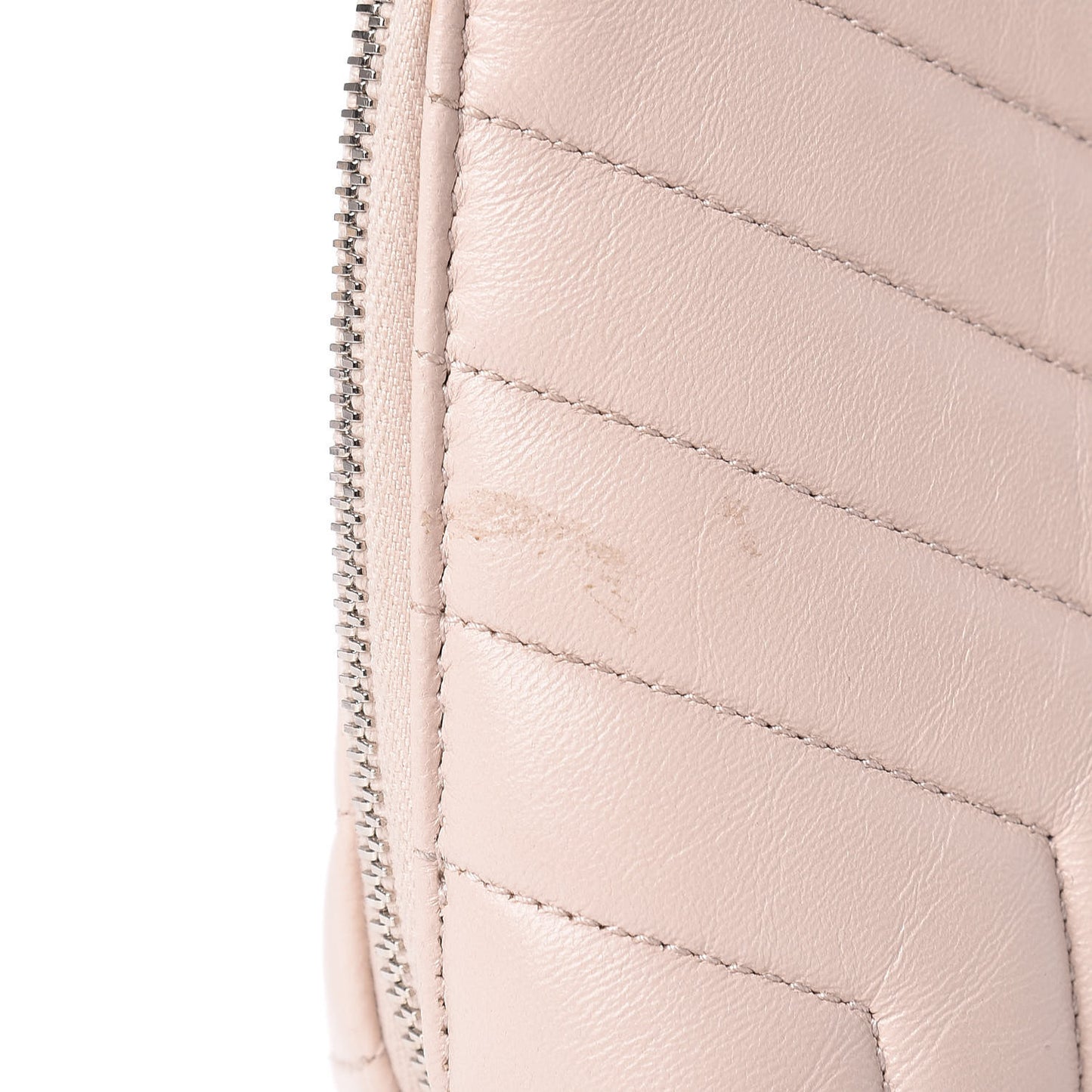 Lambskin Matelasse Cosmetic Case Washed Light Pink
