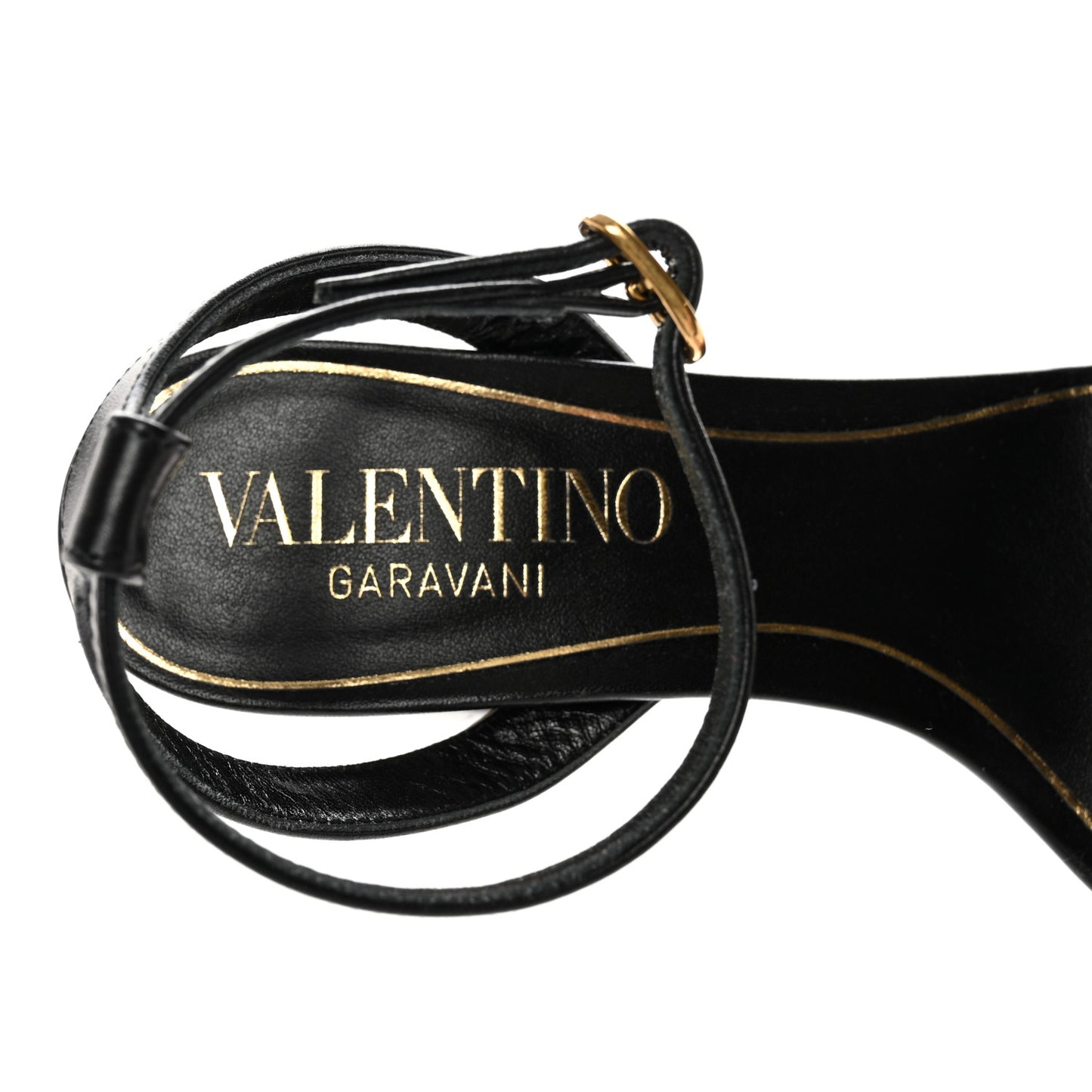 Calfskin VLogo Chain Sandals 37.5 Black