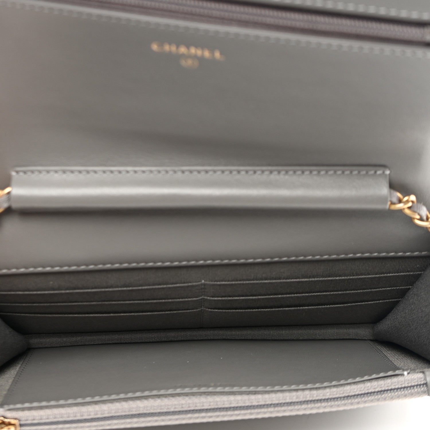 Chanel Caviar Quilted Boy Wallet On Chain WOC Grey 5 of 13