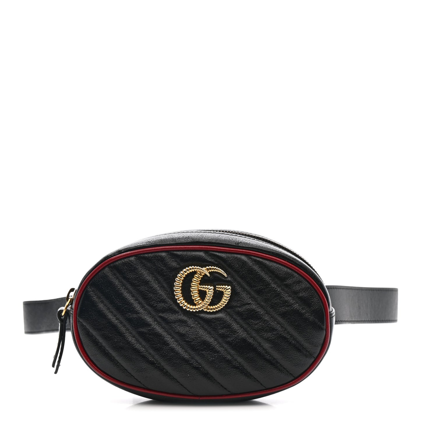 Azalea Calfskin Matelasse Diagonal Torchon GG Marmont Belt Bag 85 34 Black Romantic Cerise