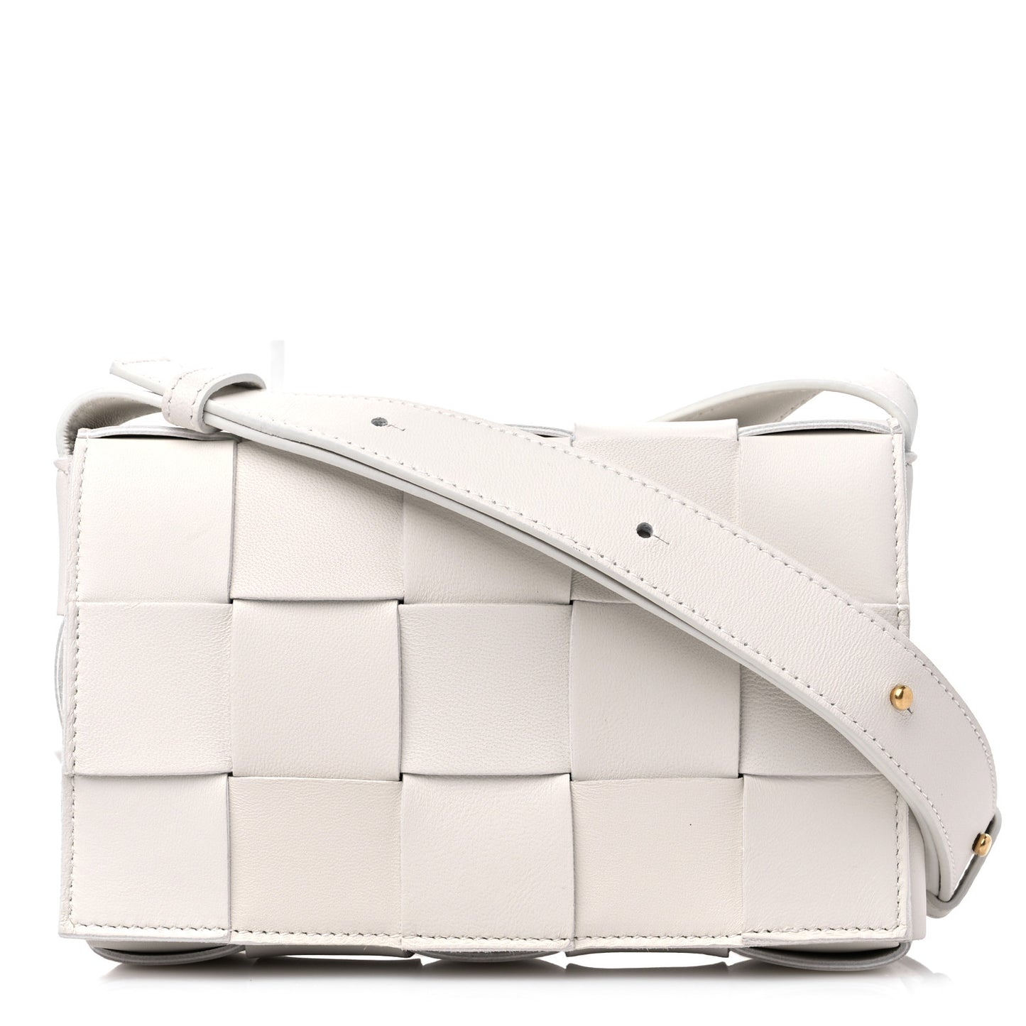 Lambskin Maxi Intrecciato Small Cassette Crossbody Bag White