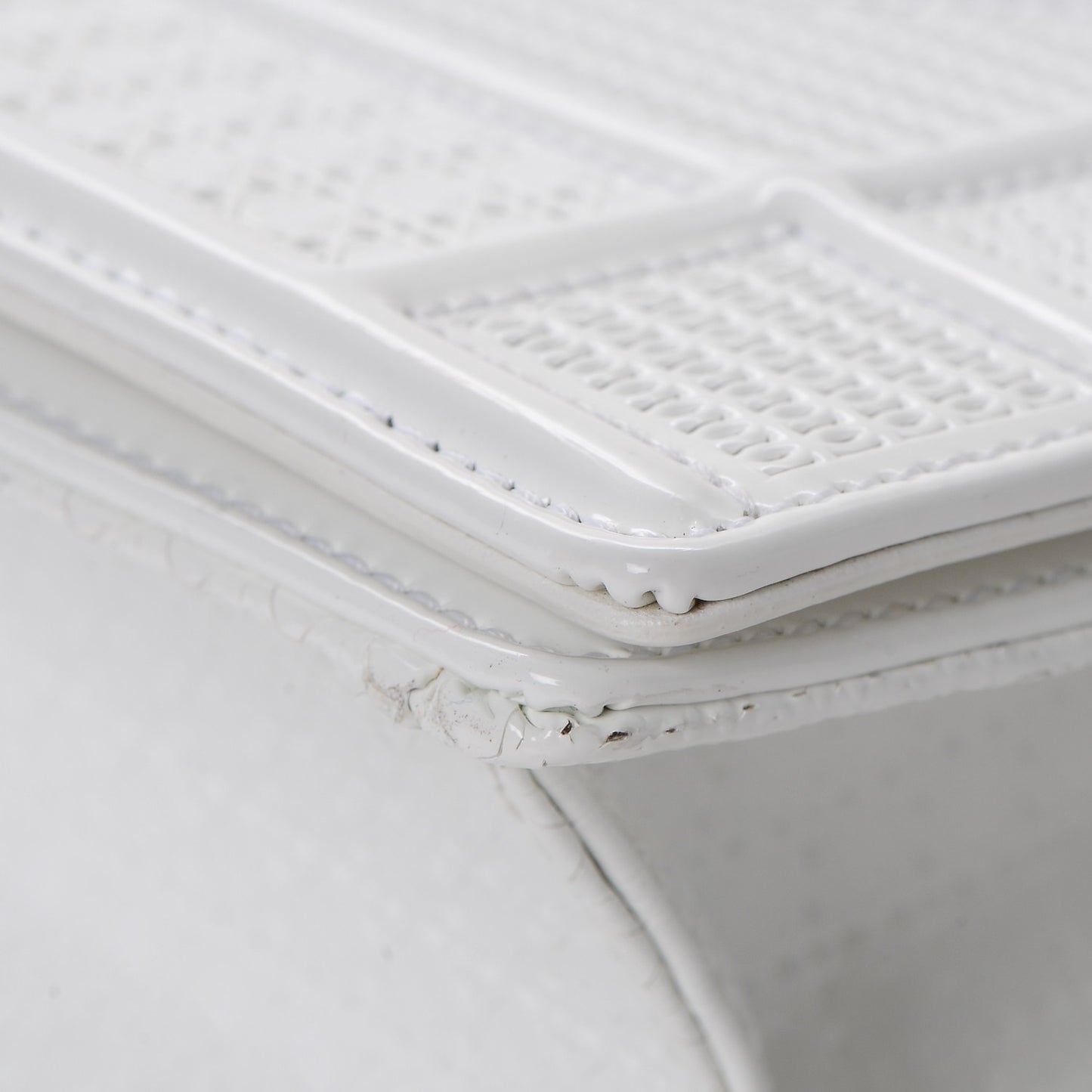 Patent Micro-Cannage Small Diorama Flap Bag White