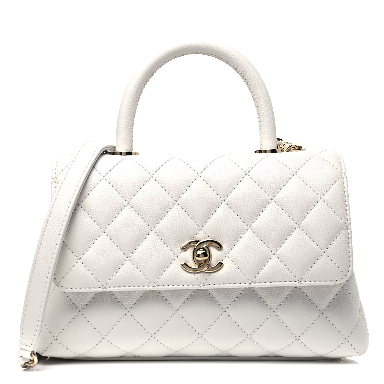 Chanel Caviar Quilted Mini Coco Handle Flap White 1 of 9