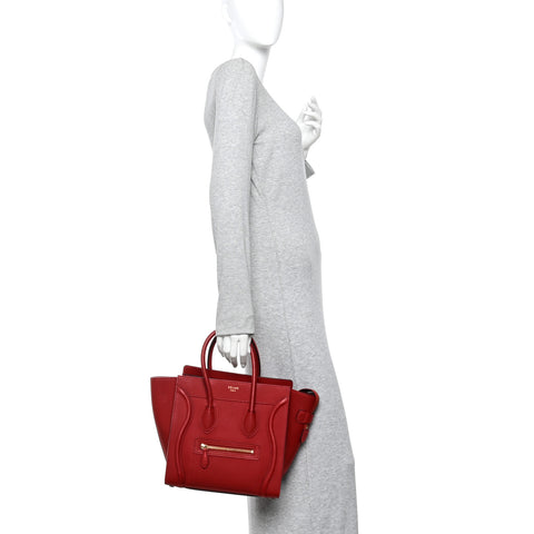 Drummed Calfskin Micro Luggage Red