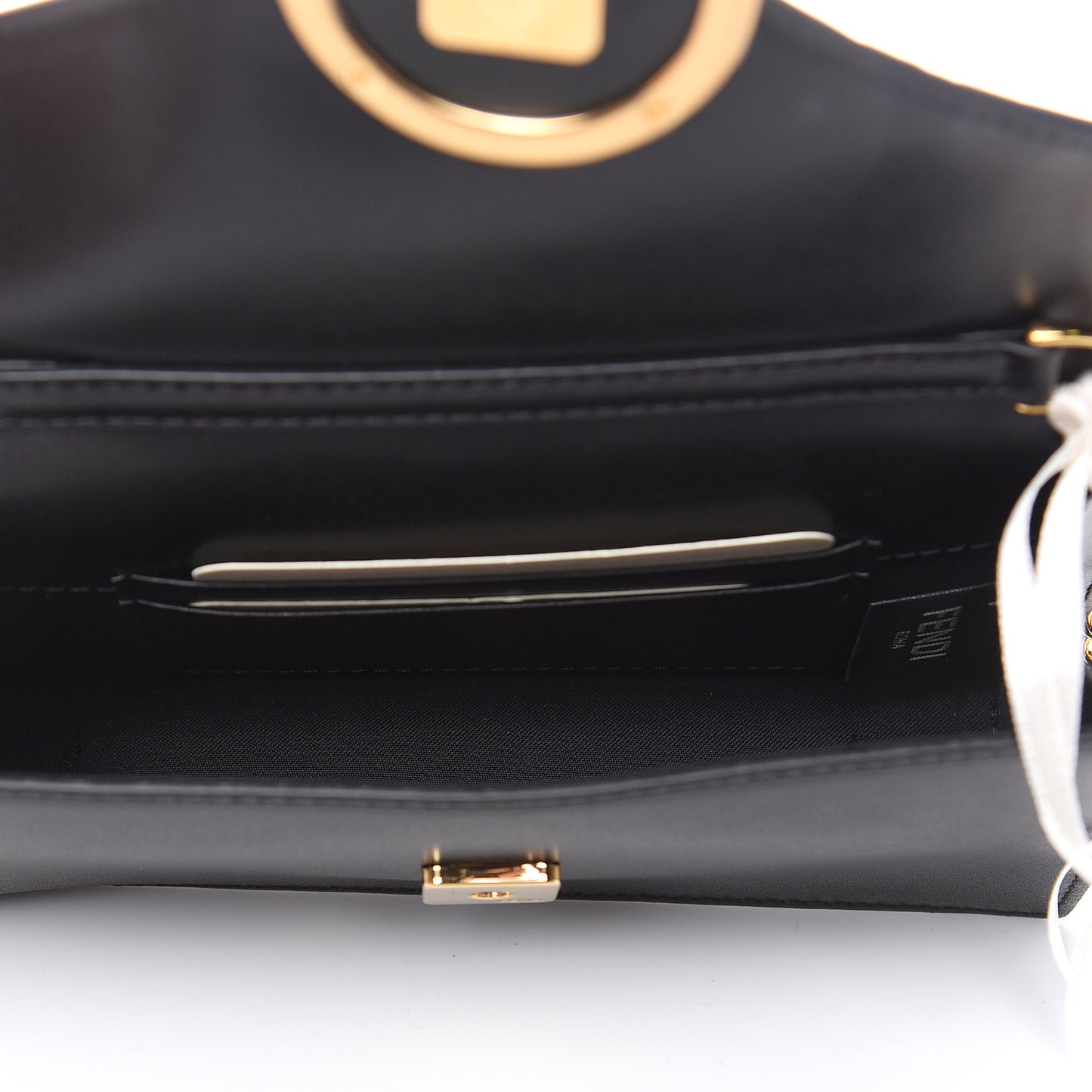 Vitello Liberty F is Fendi Bi-Color FF 1974 Embossed Envelope Belt Bag Maya Black