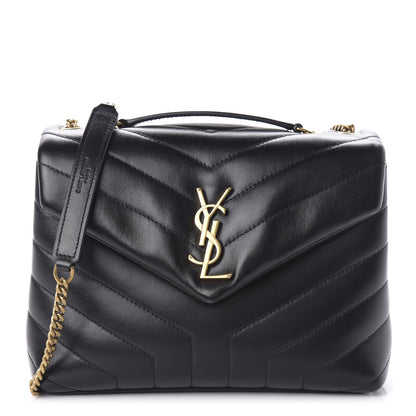 Saint Laurent Calfskin Y Quilted Monogram Small Loulou Chain Satchel Black 1 of 9